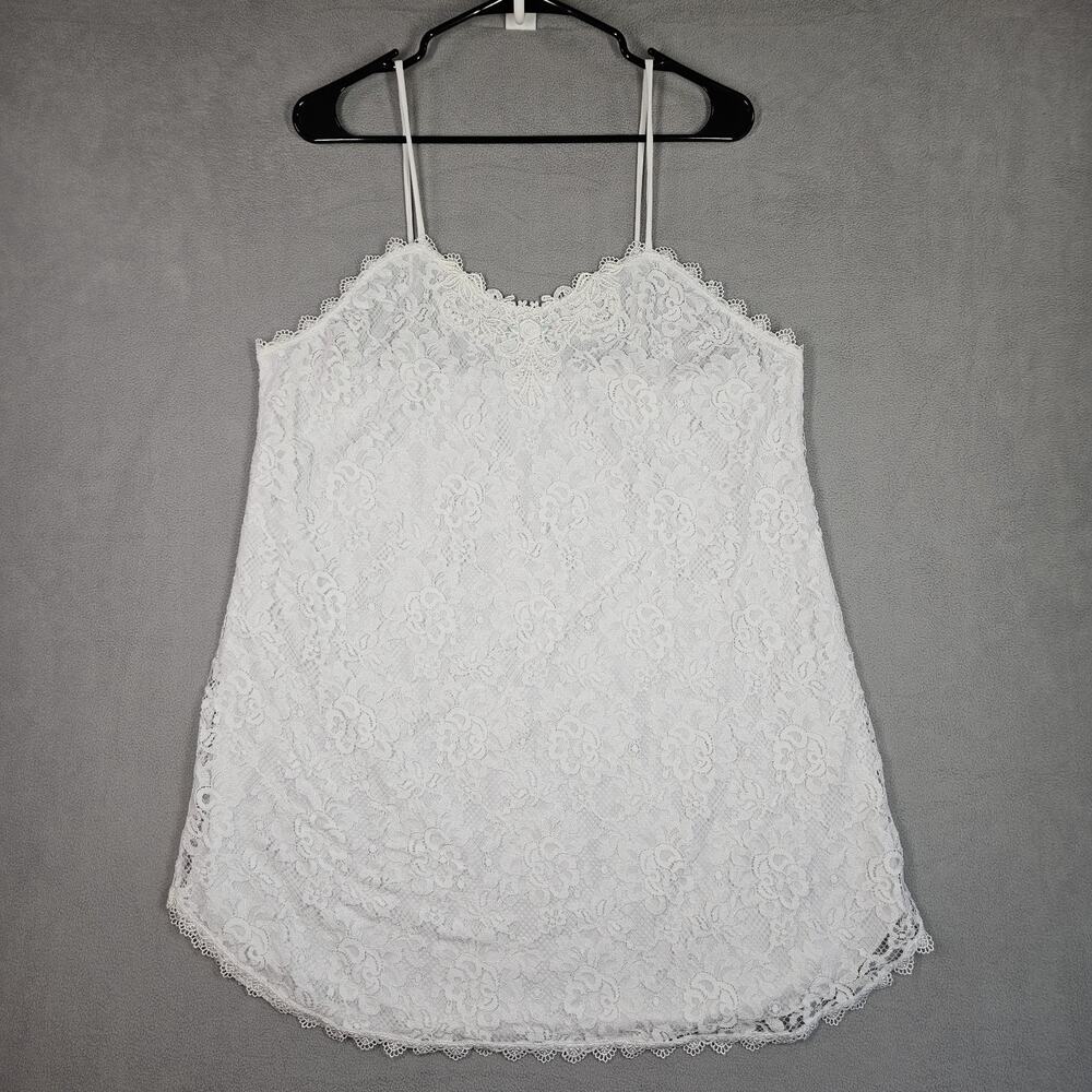Vintage Shadowline Dress Womens Large Bridal Floral White Lace Short Nightie